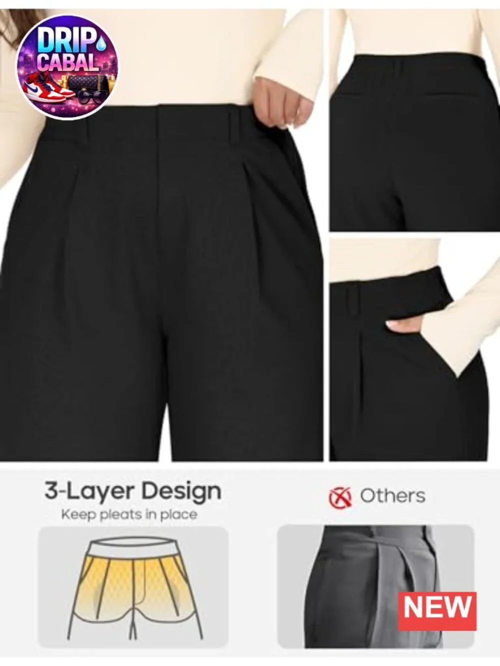 Plus Size Pull On Wide Leg Work Pants Women High Waisted Dress Pants Business